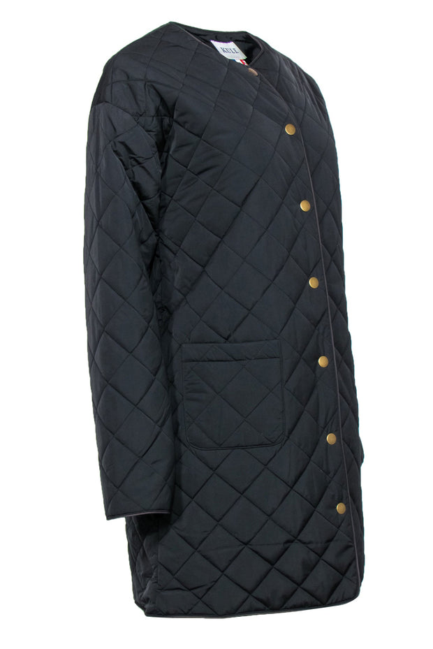 Current Boutique-Kule - Black Snap-Up Longline Quilted Puffer Jacket Sz S