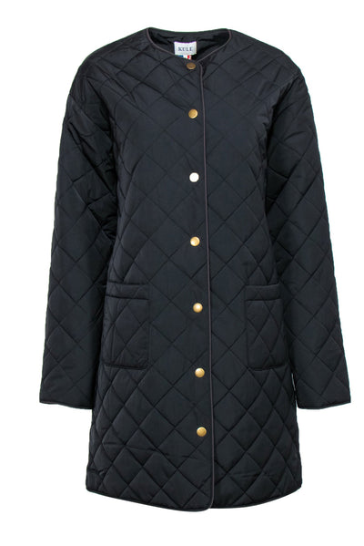 Current Boutique-Kule - Black Snap-Up Longline Quilted Puffer Jacket Sz S