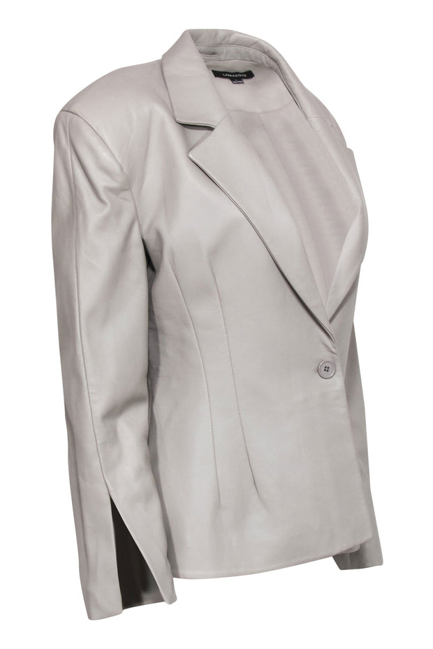 Current Boutique-LAMARQUE - Light Grey Buttoned Leather Blazer Sz L