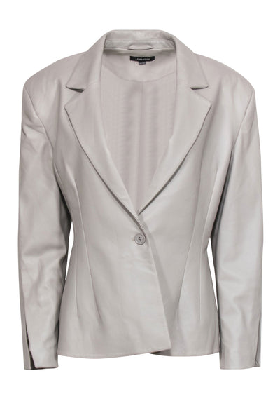 Current Boutique-LAMARQUE - Light Grey Buttoned Leather Blazer Sz L