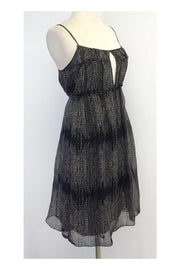 Current Boutique-L'Agence - Black & Grey Spotted Silk Spaghetti Strap Dress Sz 2