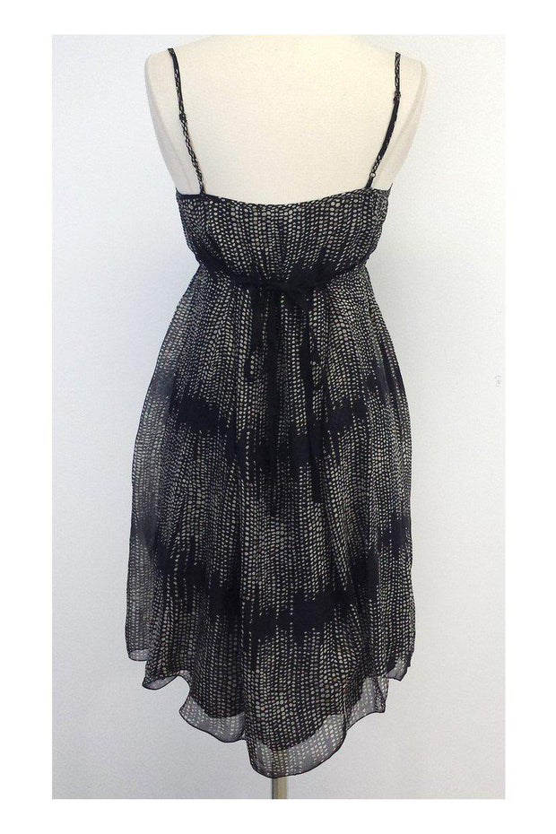 Current Boutique-L'Agence - Black & Grey Spotted Silk Spaghetti Strap Dress Sz 2
