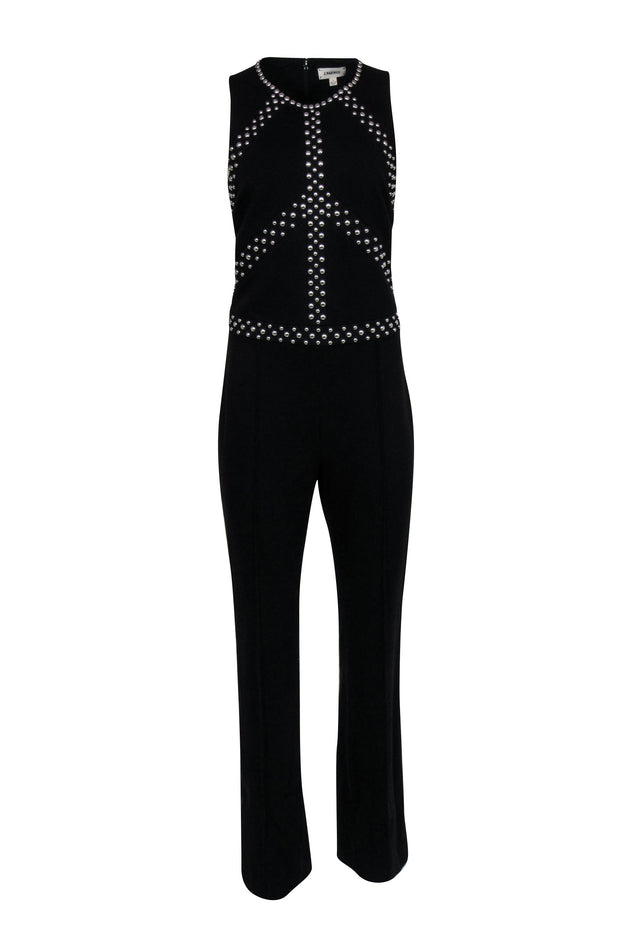 Current Boutique-L'Agence - Black Sleeveless Jumpsuit w/ Silver-Toned Studs Sz 8