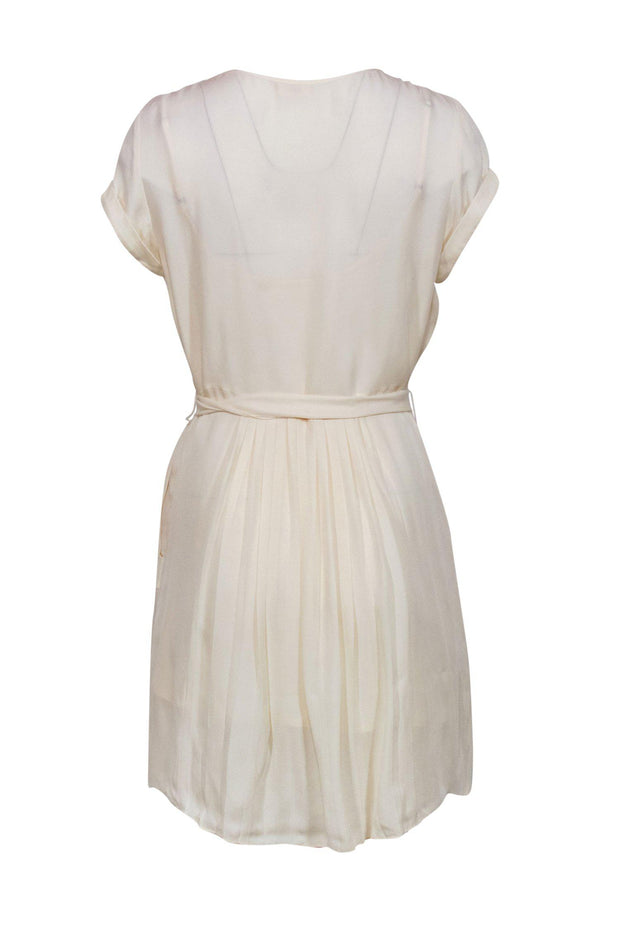 Current Boutique-L'Agence - Cream Pleated Short Sleeved Shift Dress w/ Belt Sz 2