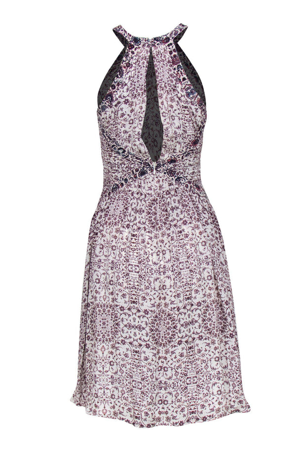 Current Boutique-L'Agence - Ivory Halter Neck Printed Dress Sz 0
