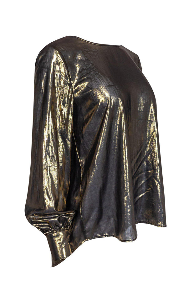 Current Boutique-L'Agence - Metallic Bronze Long-Sleeved Blouse Sz M