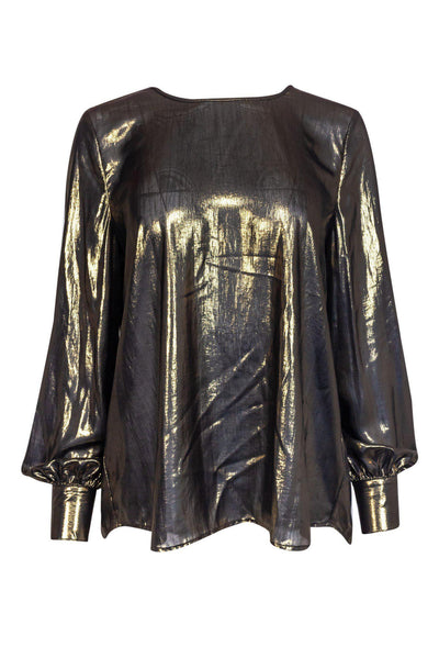 Current Boutique-L'Agence - Metallic Bronze Long-Sleeved Blouse Sz M