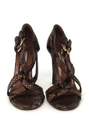 Current Boutique-L'Autre Chose - Brown Snakeskin Sandal Heels Sz 7