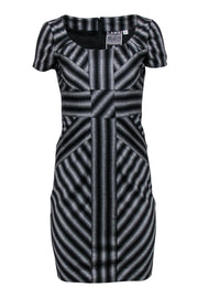 Current Boutique-L.A.M.B. - Gray & Black Striped Wool Sheath Dress Sz 4