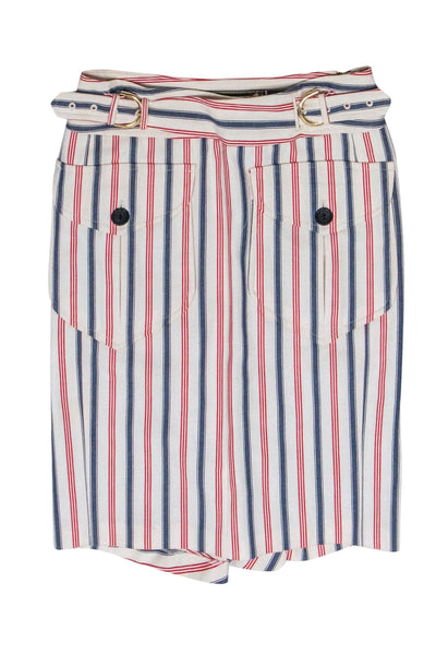 Current Boutique-L.A.M.B. - Red, White & Blue Striped Pencil Skirt w/ Belt Sz 2