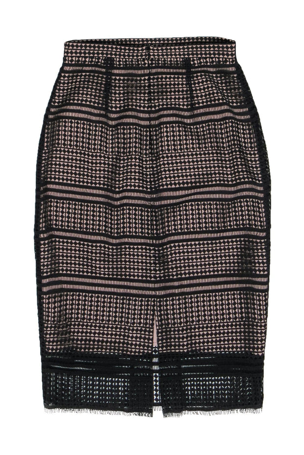 Current Boutique-L.K. Bennett - Black Geometric Eyelet Lace Pencil Skirt Sz 6