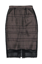 Current Boutique-L.K. Bennett - Black Geometric Eyelet Lace Pencil Skirt Sz 6