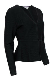 Current Boutique-L.K. Bennett - Black Quilted Fitted Peplum Jacket Sz S