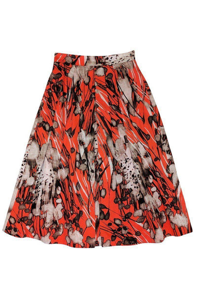 Current Boutique-L.K. Bennett - Brown & Orange Flared Skirt Sz 2