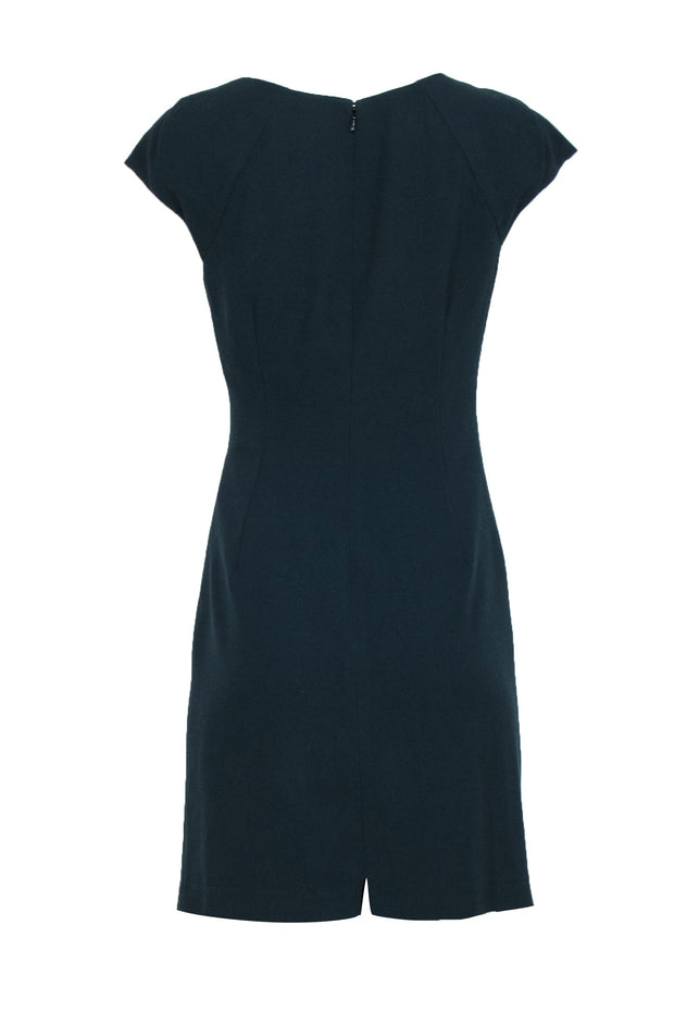 Current Boutique-L.K. Bennett - Forest Green Fitted Shift Dress w/ Ruched Details & Cap Sleeves Sz 8