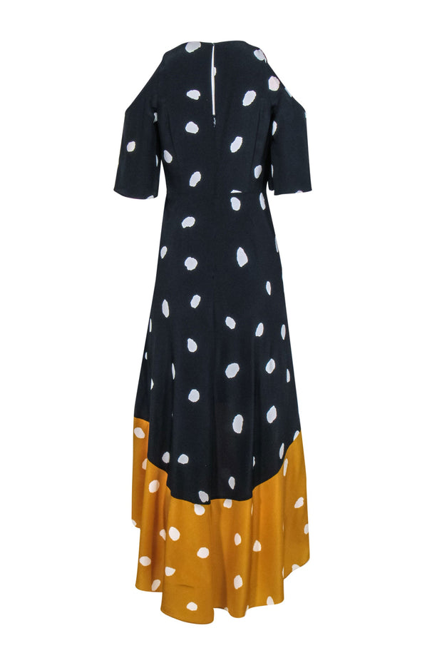 Nanette Lepore Dress Black Mustard Yellow Floral Long Sleeve Size 4