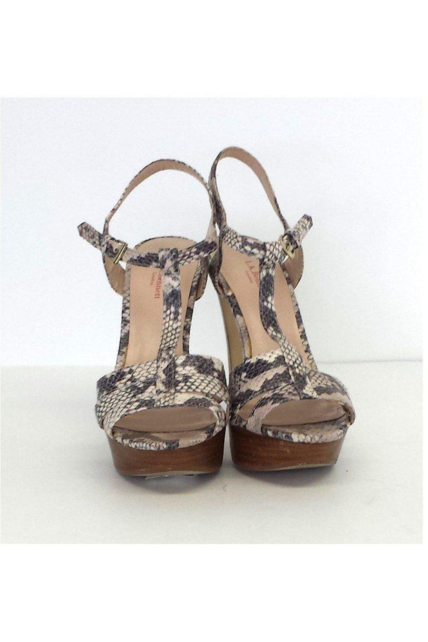 Current Boutique-L.K. Bennett - Snake Print Leather Platform Sandals Sz 8