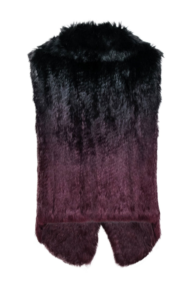 Current Boutique-La Fiorentina - Black & Red Ombre Rabbit Fur Vest One Size