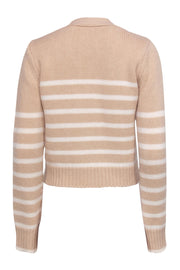 Current Boutique-La Ligne - Peach & White Striped Cropped Wool Blend Cardigan Sz S