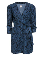 Current Boutique-La Vie Rebecca Taylor - Blue Chambray Polka Dot Wrap Dress Sz S