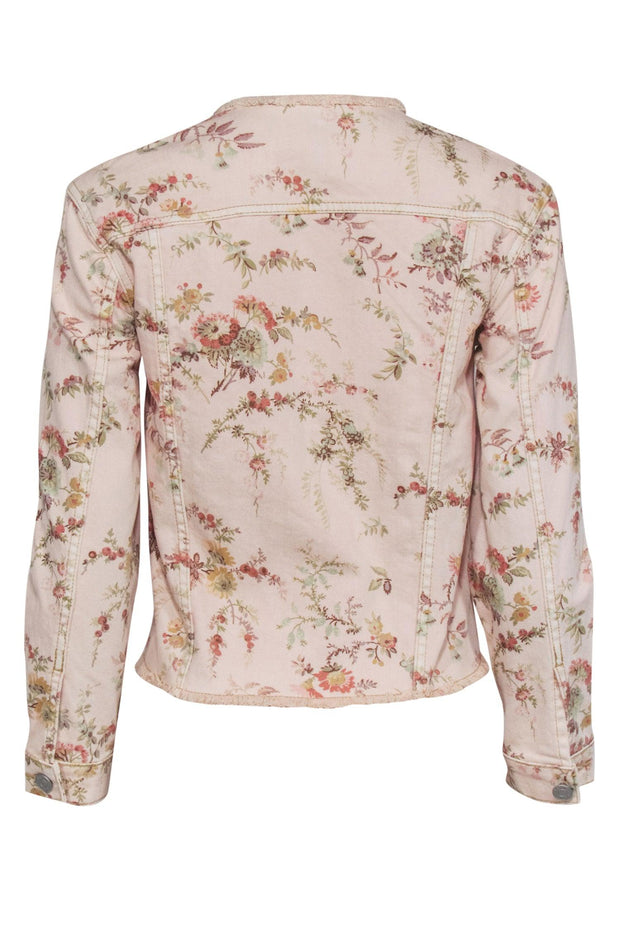 Current Boutique-La Vie Rebecca Taylor - Cream Floral Print "Belle" Denim Jacket Sz XS