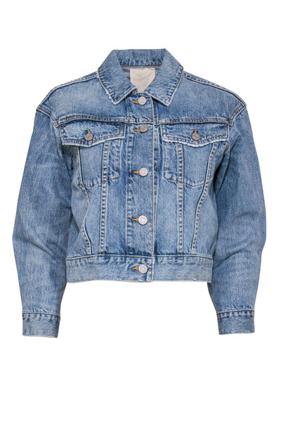 Current Boutique-La Vie Rebecca Taylor - Light Wash Cropped Button-Up Denim Jacket Sz S