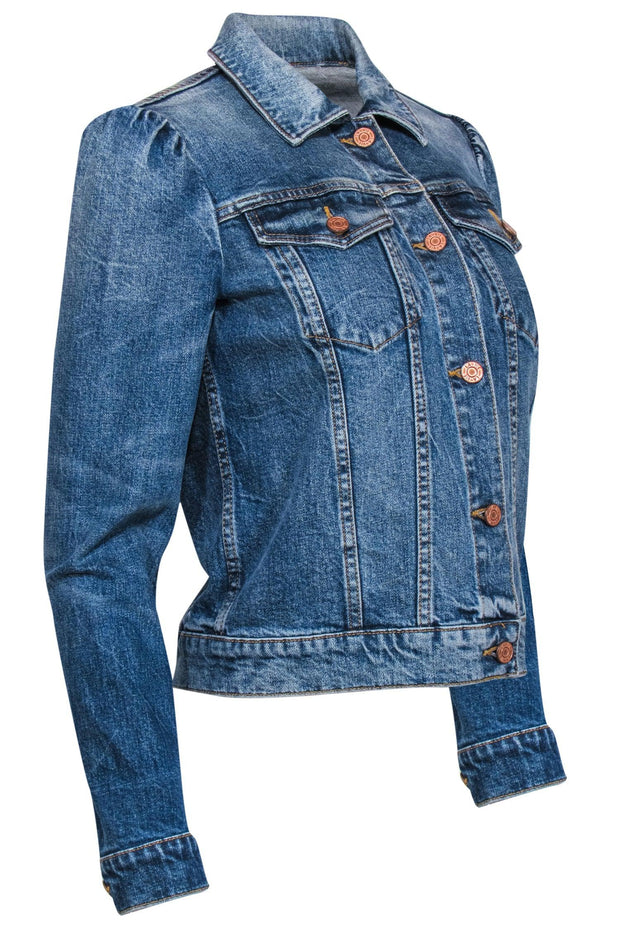 Current Boutique-La Vie Rebecca Taylor - Medium Wash Puff Sleeve Denim Jacket Sz S