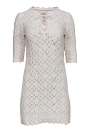 Current Boutique-La Vie Rebecca Taylor - White Crochet Dress w/ Lace-Up Design Sz M