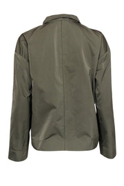 Current Boutique-Lafayette 148 - Army Green Button-Up Utility-Style Jacket Sz P