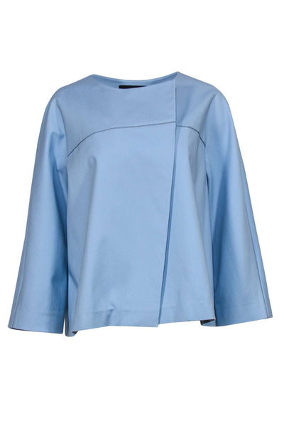 Current Boutique-Lafayette 148 - Baby Blue Asymmetrical Single Button Jacket Sz XL