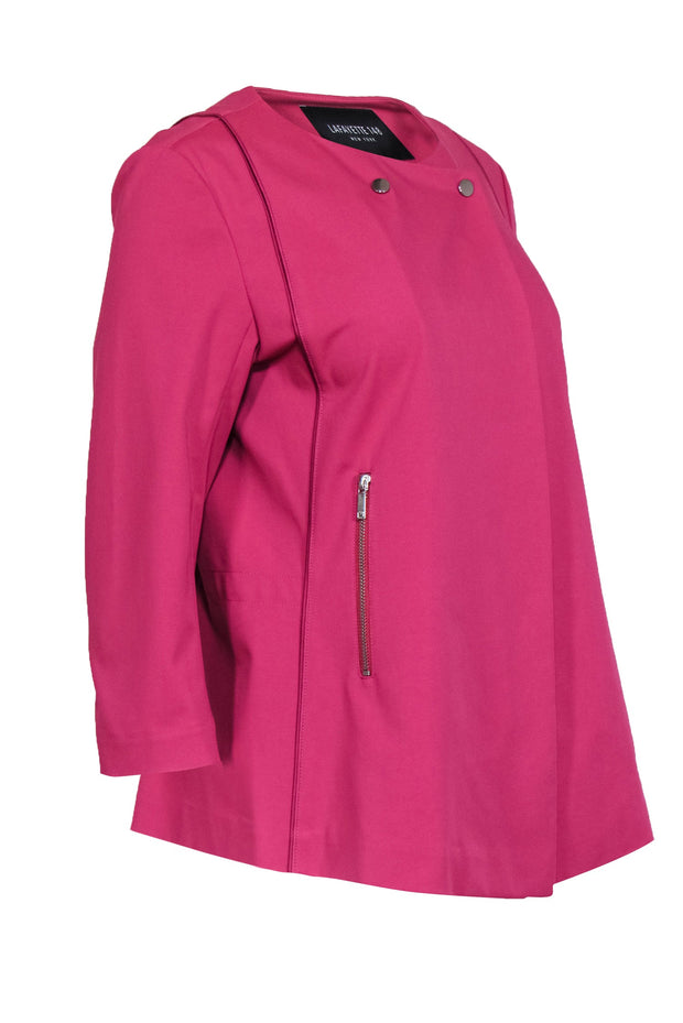 Current Boutique-Lafayette 148 - Berry Pink "Sangria" Moto-Style Jacket Sz 8