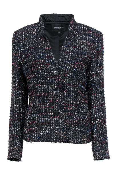Current Boutique-Lafayette 148 - Black & Multicolor Metallic Tweed Blazer Sz 12