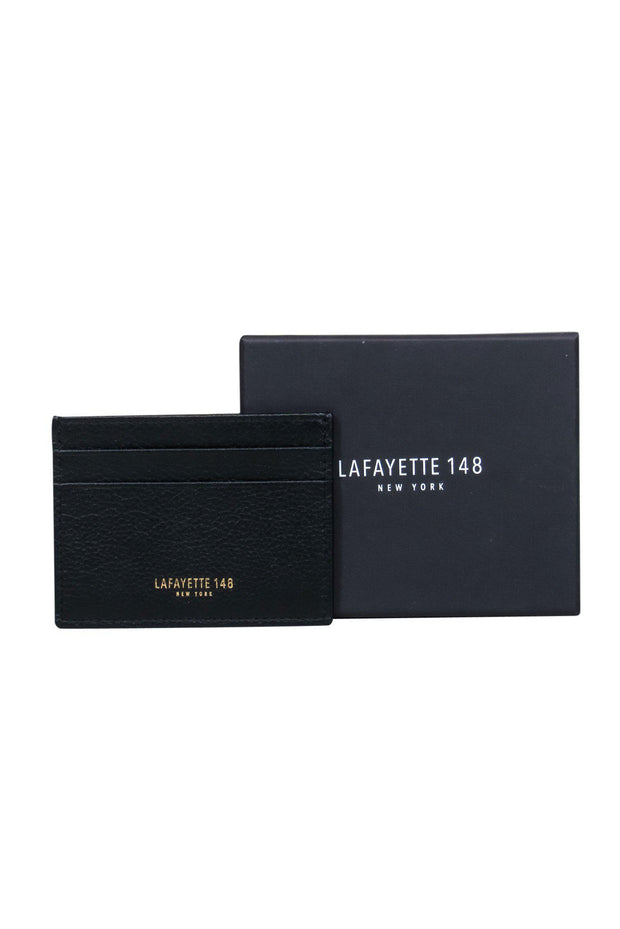 Current Boutique-Lafayette 148 - Black Pebbled Leather Card Holder