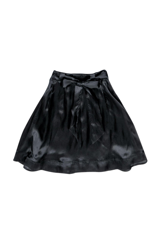 Current Boutique-Lafayette 148 - Black Silk Circle Skirt w/ Sash Sz 8