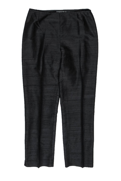 Current Boutique-Lafayette 148 - Black Silk Straight Leg Trousers Sz 6