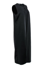 Current Boutique-Lafayette 148 - Black Sleeveless Shift Maxi Dress w/ Fabric Overlay Sz M