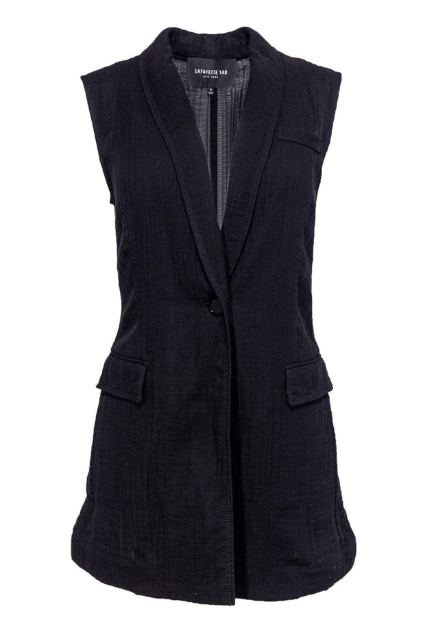 Current Boutique-Lafayette 148 - Black Tuxedo-Style Vest Sz S