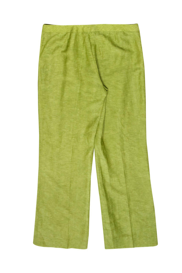 Current Boutique-Lafayette 148 - Chartreuse Linen Blend Wide Leg Trousers Sz 16