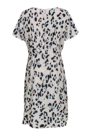 Current Boutique-Lafayette 148 - Cream, Black & Pale Blue Cheetah Print Silk Dress Sz 10