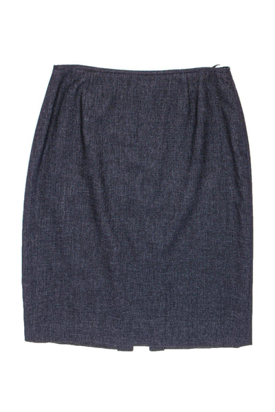 Current Boutique-Lafayette 148 - Dark Navy Wool Blend Pencil Skirt Sz 14