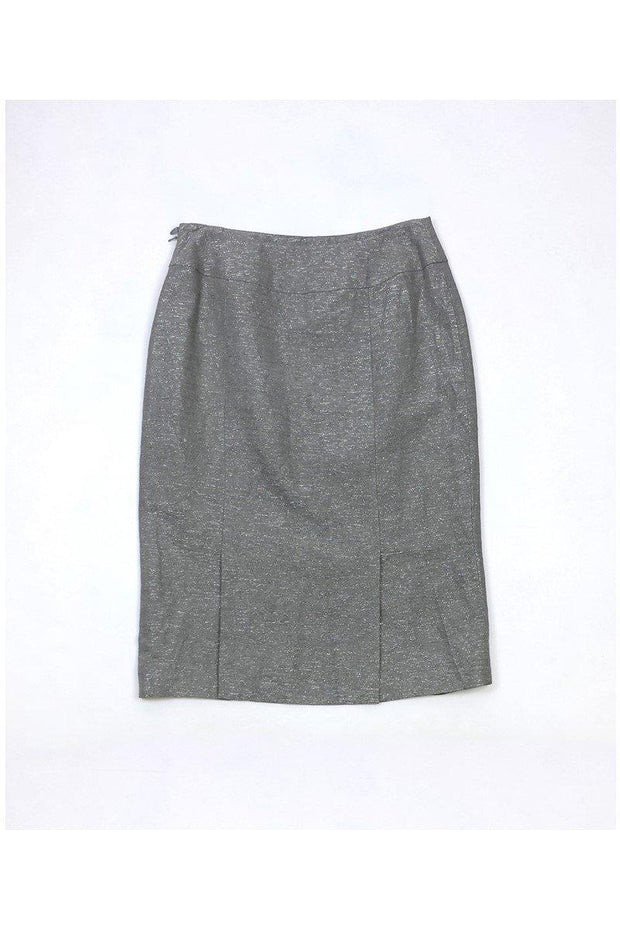 Current Boutique-Lafayette 148 - Grey Metallic Threaded Pencil Skirt Sz 2