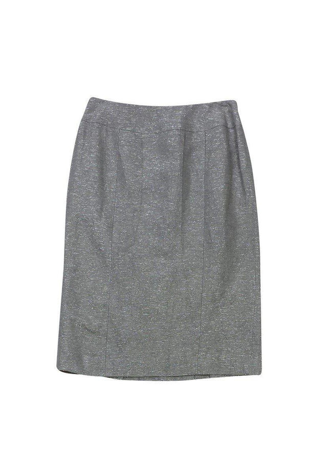 Current Boutique-Lafayette 148 - Grey Metallic Threaded Pencil Skirt Sz 2
