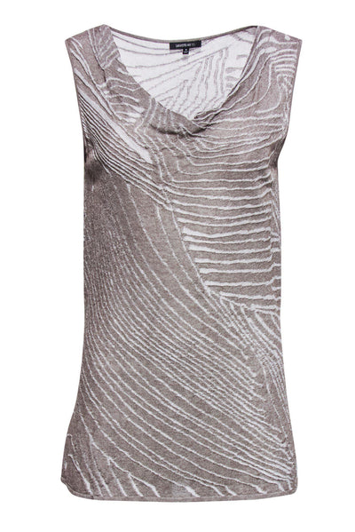 Current Boutique-Lafayette 148 - Grey & Taupe Knit Tank Top Sz M