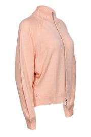 Current Boutique-Lafayette 148 - Light Pink Zip-Up Mock Turtleneck Cashmere Sweater Sz M