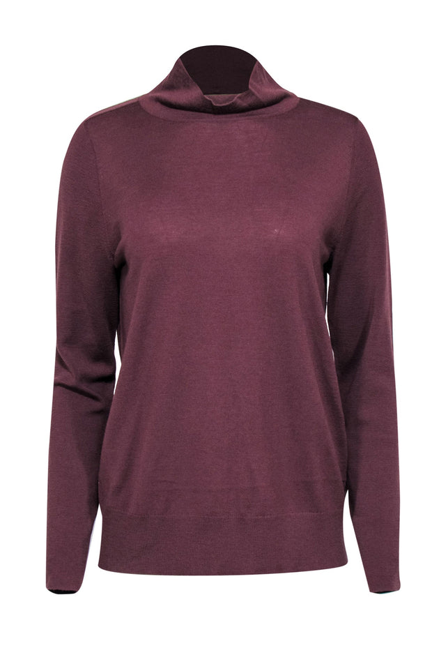 Current Boutique-Lafayette 148 - Maroon Wool Turtleneck Sweater Sz L