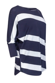 Current Boutique-Lafayette 148 - Navy & White Striped Dolman Sleeve Top Sz S