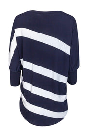 Current Boutique-Lafayette 148 - Navy & White Striped Dolman Sleeve Top Sz S