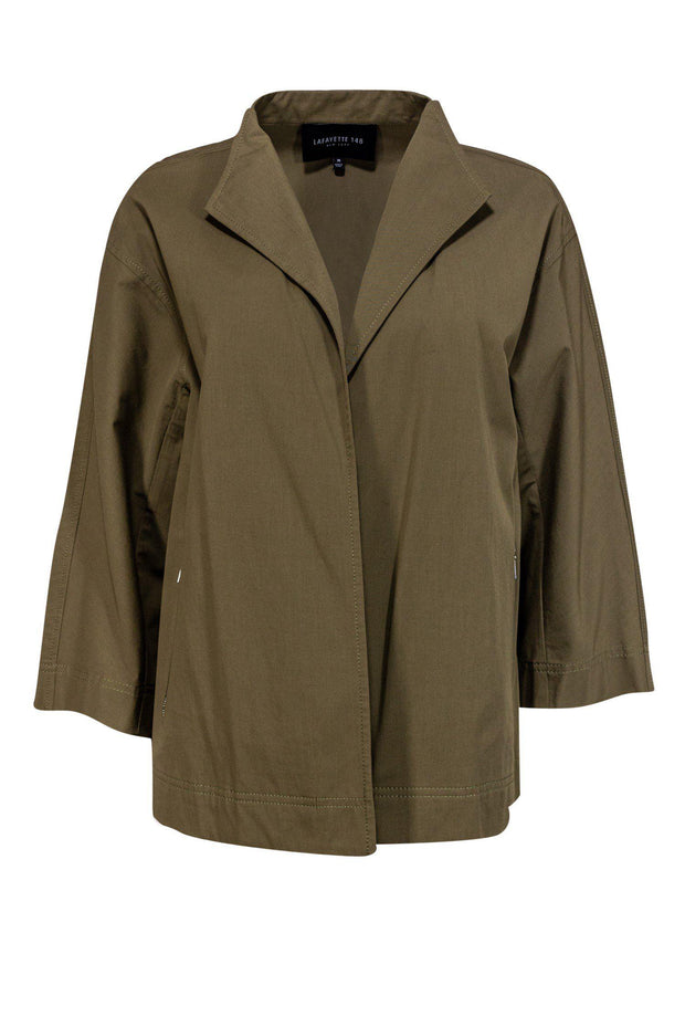 Current Boutique-Lafayette 148 - Olive Green Open Front Jacket Sz M