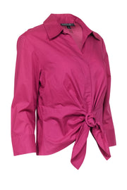 Current Boutique-Lafayette 148- Pink Cotton Button Up W/ Belt Tie & Collar Sz 10