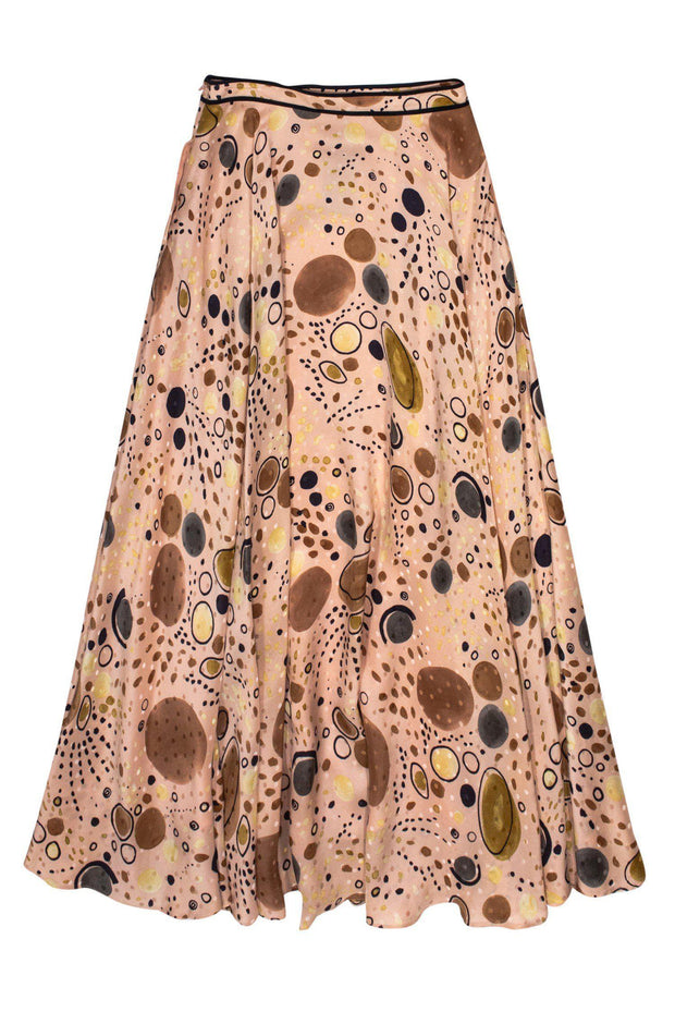 Current Boutique-Lafayette 148 - Pink Maxi Skirt w/ Multicolored Dot Print Sz 2